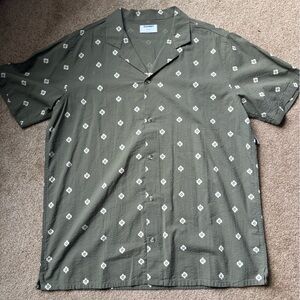 Old Navy Olive Shirt with White Floral Design